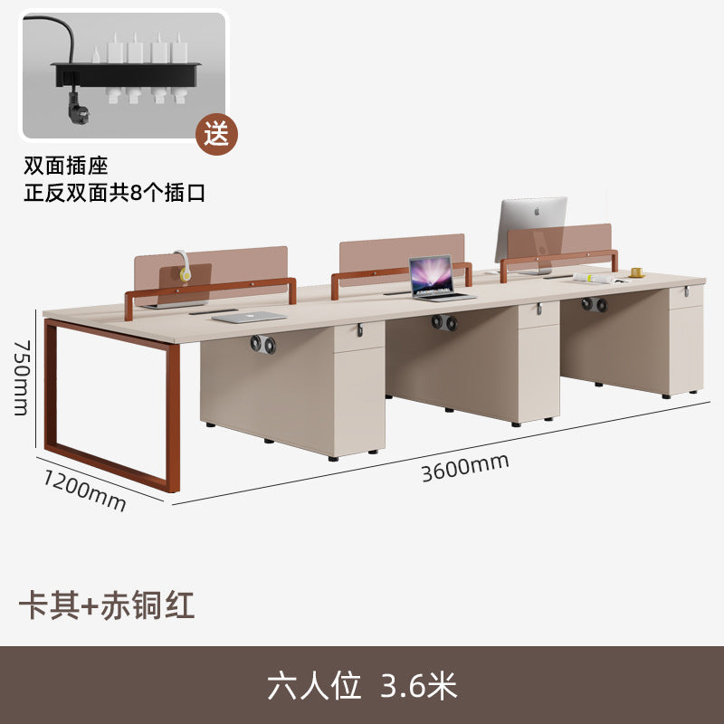 Thickened steel frame office desk and chair combination four-person double 2-person 4-person desk casual modern office electric thickened