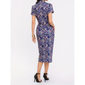cross-border listing: new  original women's elegant floral print ruched short-sleeve dress