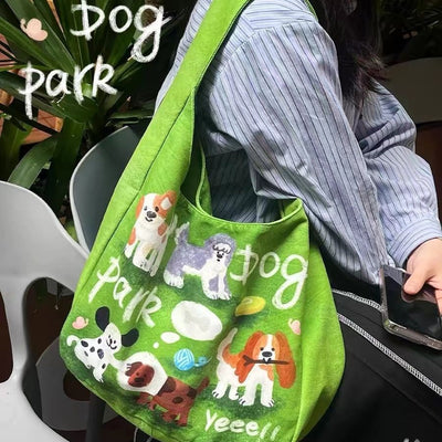 2024new arrival outing puppy shoulder bag easiest for match large capacity canvas bag student work clothing tote bag outing women's bag