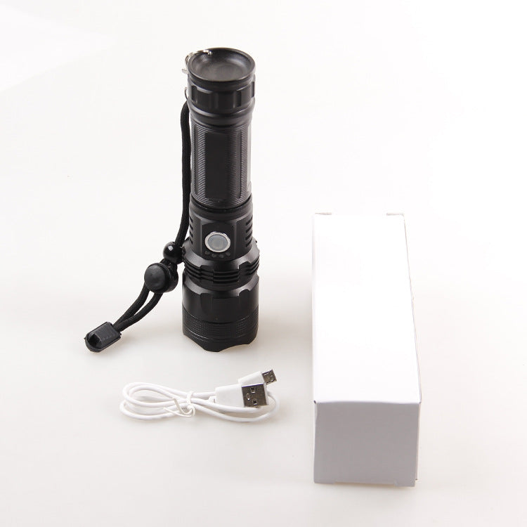 Cross-border new XHP50 outdoor camping USB charging, telescopic zoom LED strong light long-distance shooting wholesale flashlight