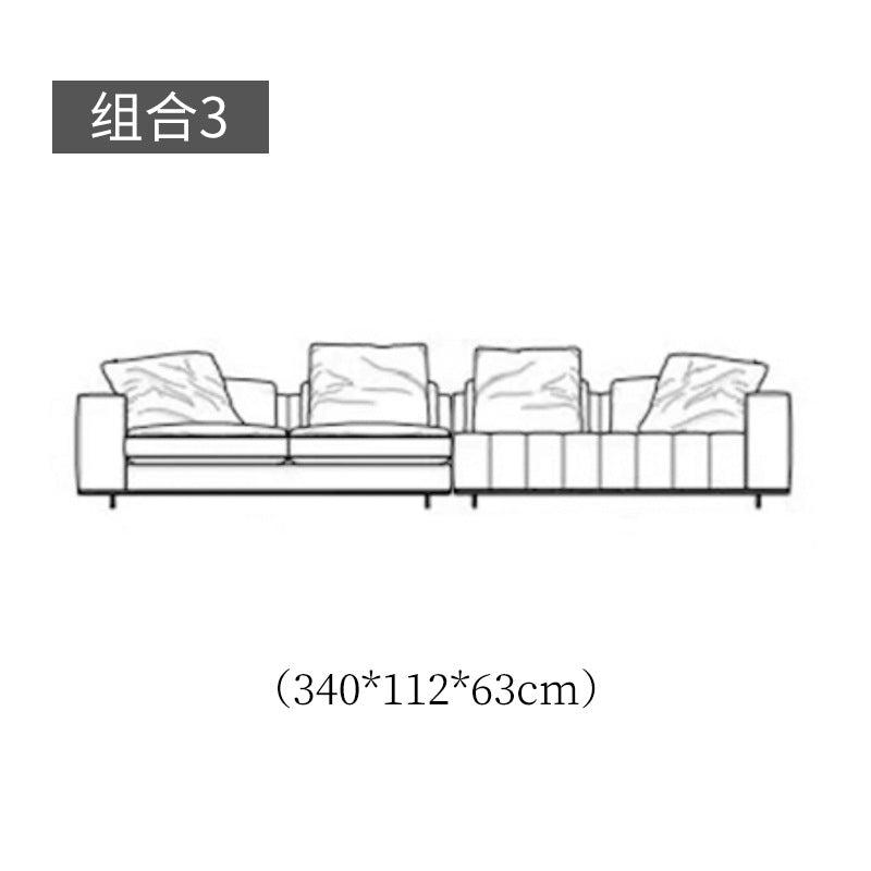 Italian minimalist piano key genuine leather sofa modern casual large apartment house living room combination napa cowhide sofa