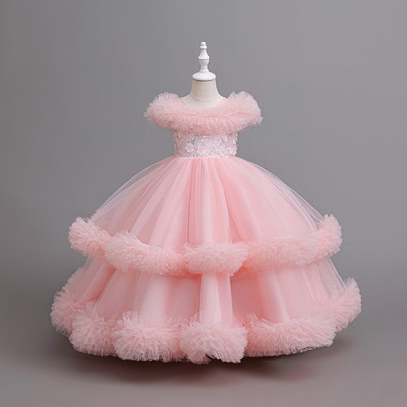 Fashionexportnew arrivalgirl princess dress stage performance baby girl birthday puff cake skirt kids dress