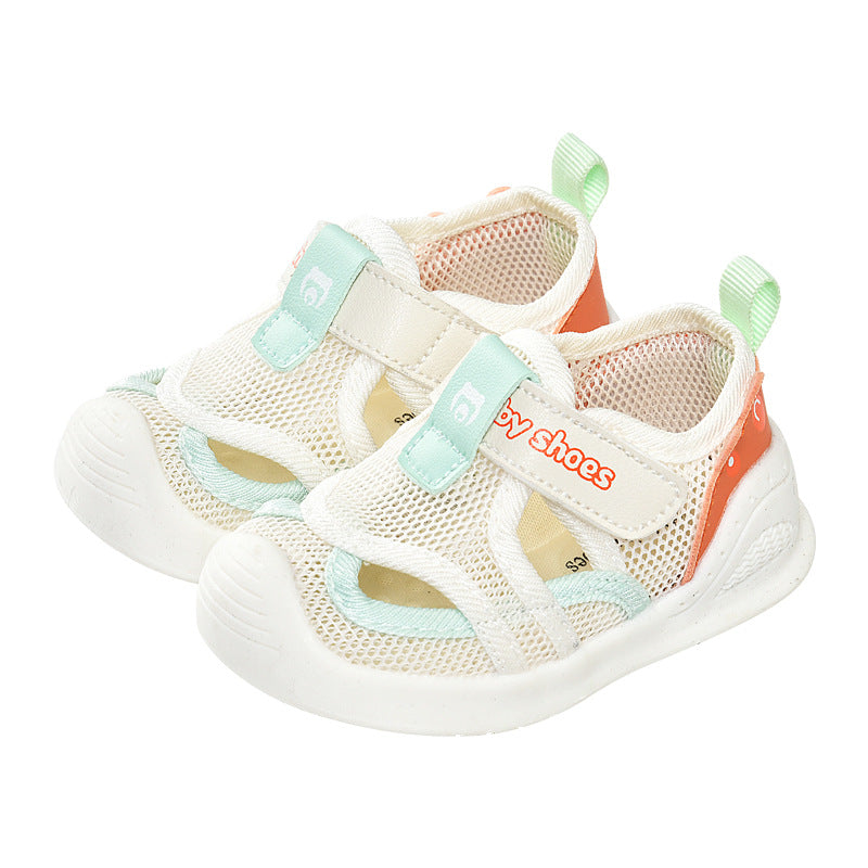 Baby sandals for boys, summer first walker shoes, 0-1-2 years old infant anti-slip soft sole mesh shoes for babies and toddlers, baby girl shoes