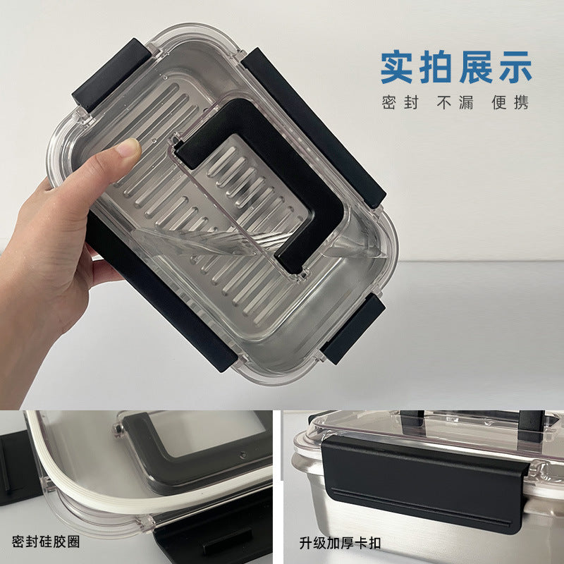 304 stainless steel food storage container - food grade refrigerator organizer, sealed lidded square & rectangular bins