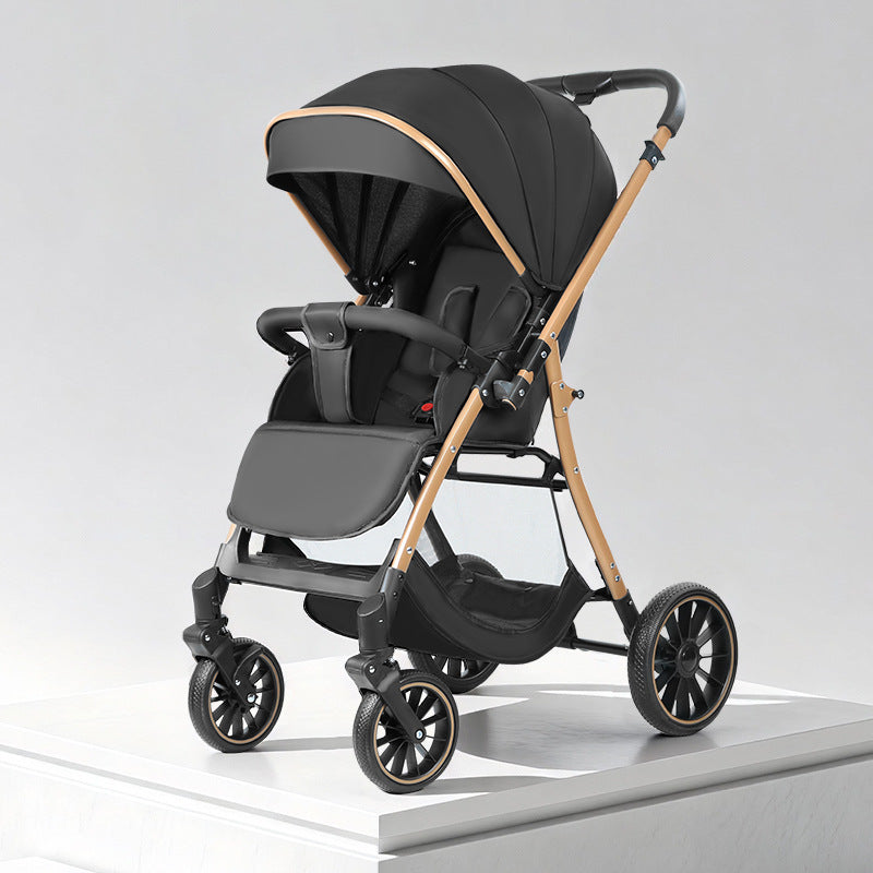 High-view baby stroller, four-wheel universal, reclining seat, two-way push, shock-absorbing, portable, multifunctional