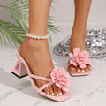 2026 summer new arrival: plus-size women's casual comfortable floral european and american style lace-up high heel sandals - one size fits most