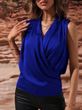 Amazon women's spring/summer sleeveless satin blouse - european & american style, ruched tank top, new sexy shirt