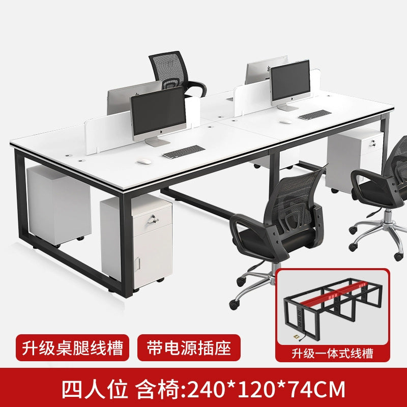 Office desk and chair set - 4, 6, or 8 seater workstation - cardboard office - minimalist modern office desk for employees