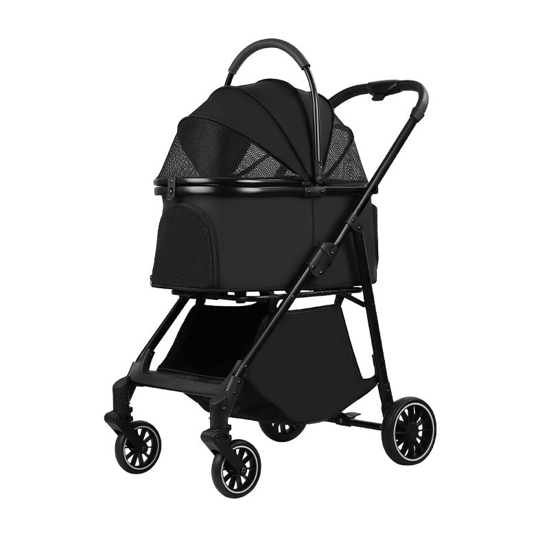 Pet stroller - lightweight, foldable, detachable - portable, shock-absorbing, and breathable for small to medium-sized dogs and cats