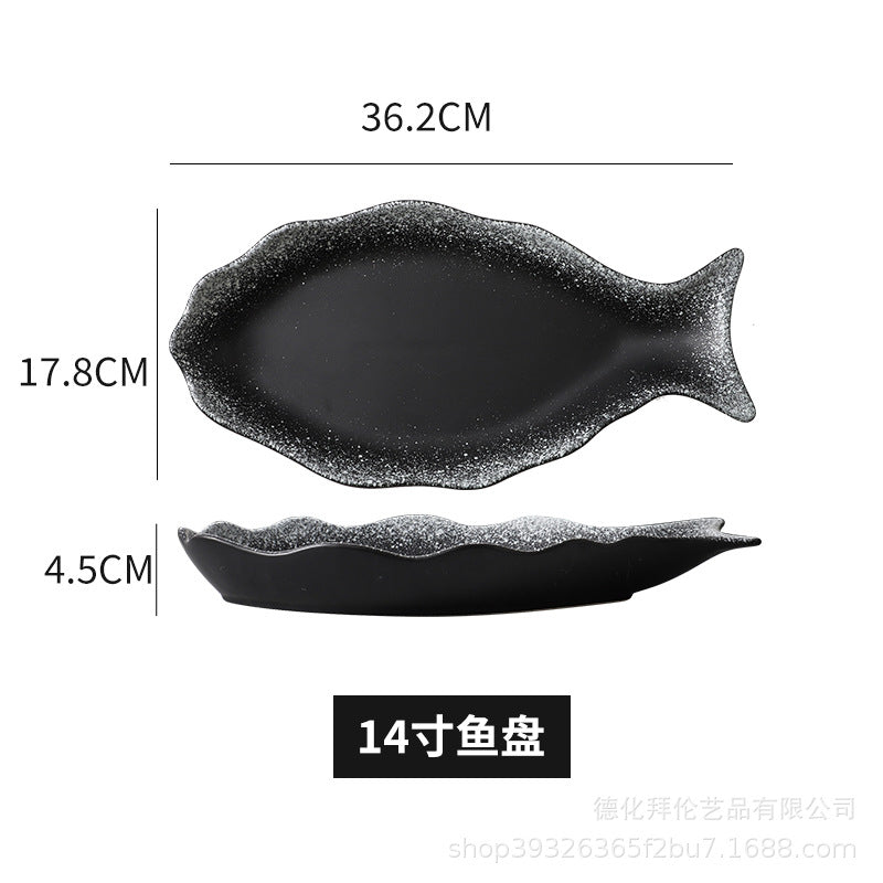 Fish plate ceramic steamed fish plate creative fish plate for home chopped pepper fish head special new arrival large fish plate wholesale