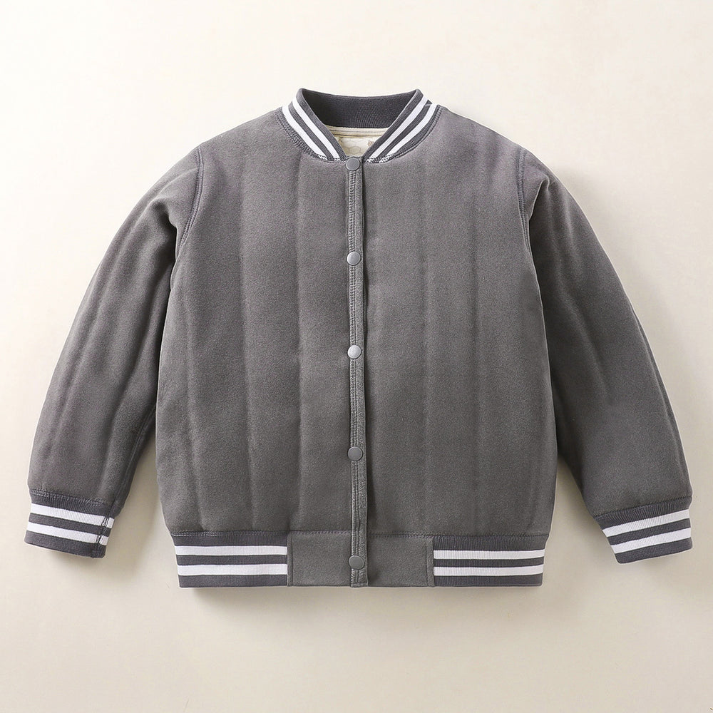New winter quilted silk-padded baseball jacket: thickened, wearable as outerwear or inner layer, perfect for school uniforms, warm and cozy for boys and girls