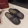 Baotou half slippers for women outwear2025 spring and summer new arrivaleasiest for matchretroflats slip-on lazy pleated sandals