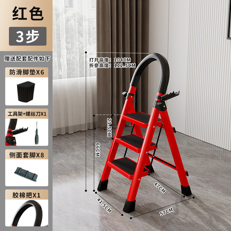 Ladder for homefoldable telescopic small lightweight three-step ladder stool multi-functional herringbone ladder step climbing ladder shrink ladder