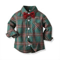 New boys' suit set: autumn cotton long-sleeve plaid shirt, christmas gentleman outfit, children's first birthday dress