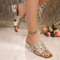 Plus size cross-border casual slippers for women - 2026 summer new collection - flat, breathable, rhinestone-embellished sandals - wholesale