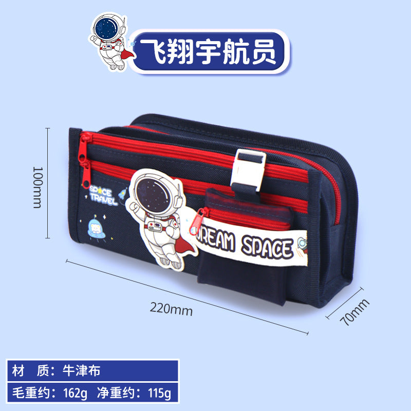 Multifunctional canvas pencil bag ins high value school pencil case multi-layer stationery box  primary school student stationery bag