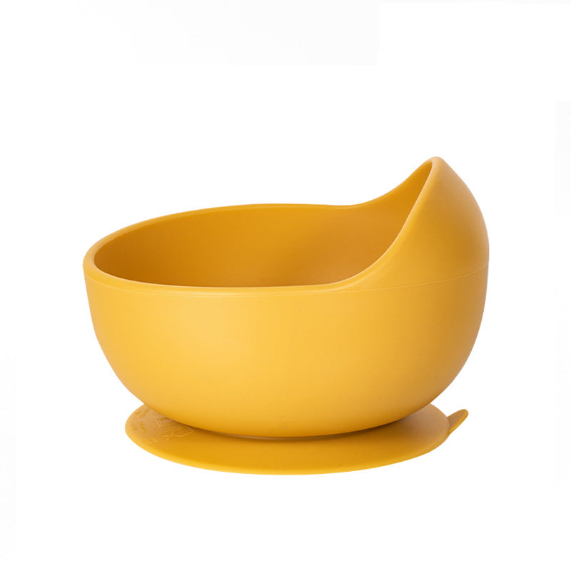 Baby silicone tableware 6-piece set Children's silicone bowl Suction cup Plate Water cup Wooden handle Fork spoon Wholesale Spot tableware