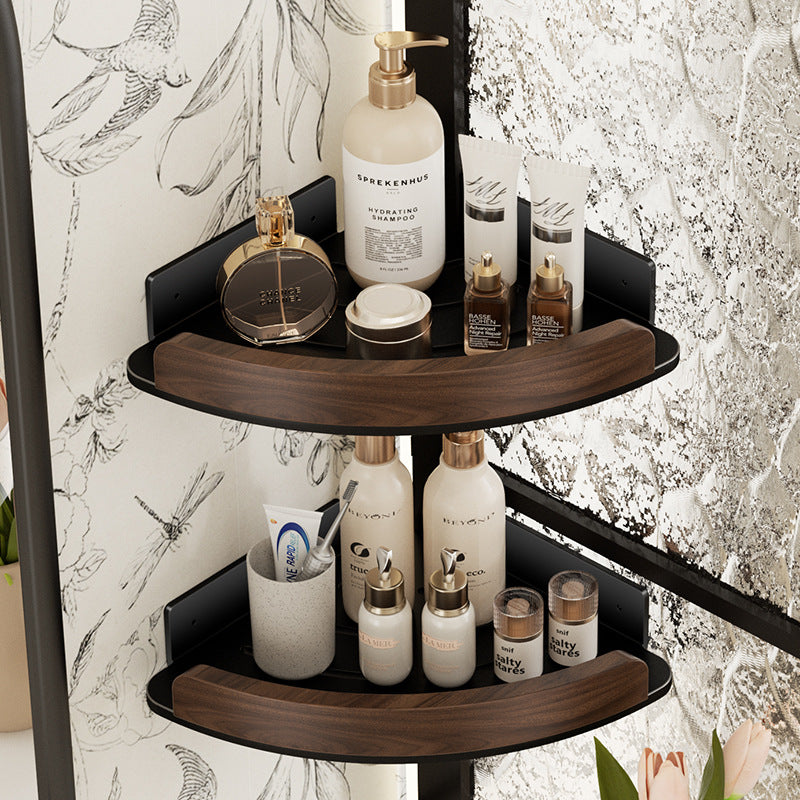 Walnut Triangle Shelf Bathroom Corner No Punching Space Aluminum Toilet Toilet Toilet Storage Shelf