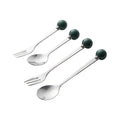 Accessible luxury ceramic ball fruit fork for home stainless steel spoon multi-purpose dessert spoon good-looking glazed pastry fork