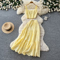 Super fairy holiday style cut outembroider camisole high waist skirt women's summer two-piece set silmelegantsuit