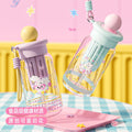 New arrival high-looking large-capacity plastic cup student kids cartoon straw cup water cup portable outdoor cup wholesale