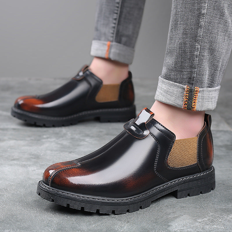 Casual men's shoes 2021 spring british workwear trendy shoes men's boots soft surface big toe men's shoes retro leather shoes