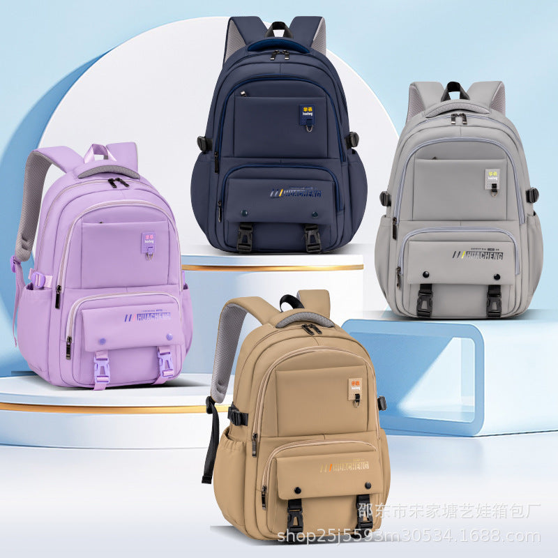 New primary school students, junior high school students, schoolbags for grades 1-9, large capacity, lightweight and wear-resistant children's backpack, dirt-resistant