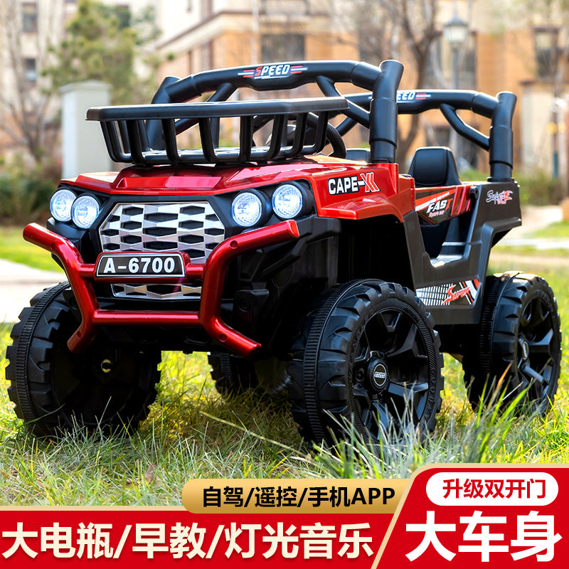 New children's electric car four-wheel car with remote control baby toy car charging can sit and swing the stroller