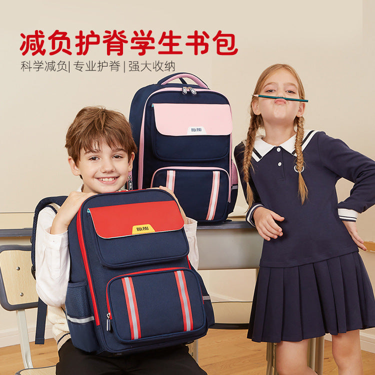 School bag children's primary school grades 3 to 6 multi-compartment large-capacity load reduction spine protection school bag spot custom printing logo
