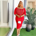European and american fashion women's workwear elegant bodycon skirt african   plus size tassel dress