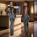 C7150 cross-border   fashion women's hotfix rhinestone long sleeve sexy bodycon mini dress