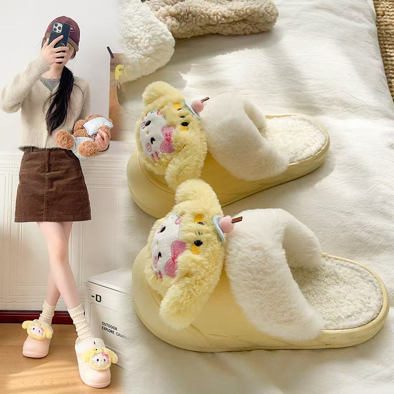 Popular winter soft easiest for matchcasual home heattechoutwearthick sole toe shoes fashion girl heart detachable