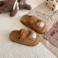2025 children's birkenstock-inspired slides: versatile, cute bear design, perfect for spring/autumn, outdoor, and easy slip-on cotton slippers for baby girls