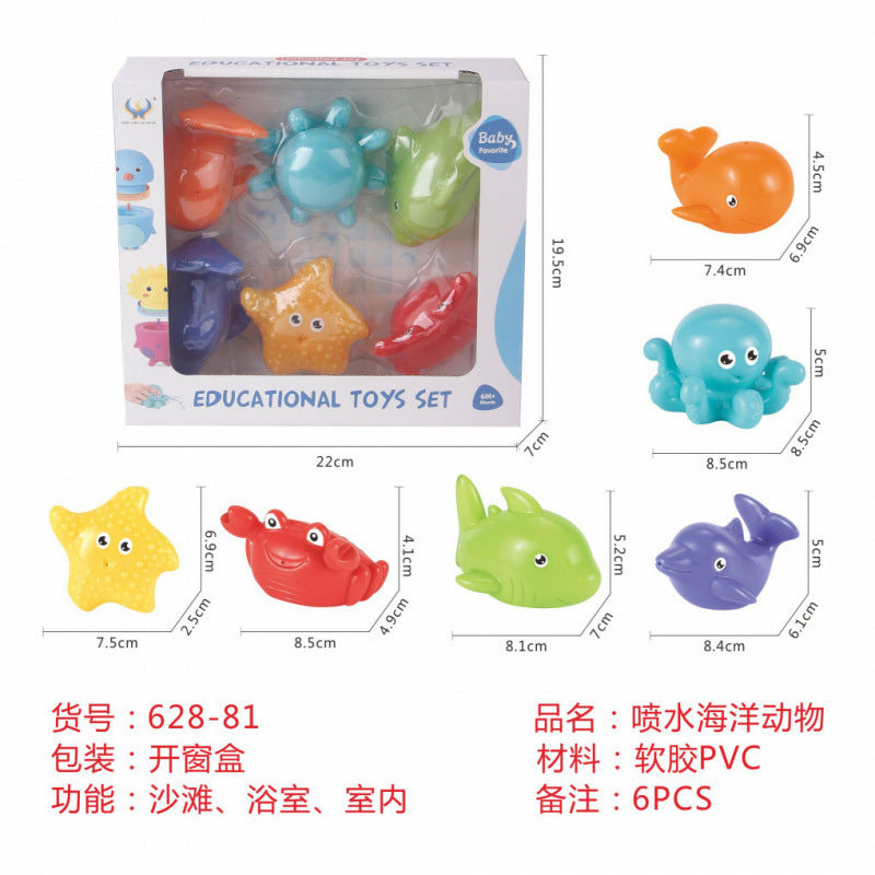 Cross-border  vinyl environmental protection early education shape color cognition bathroom water toy gift stacking music set
