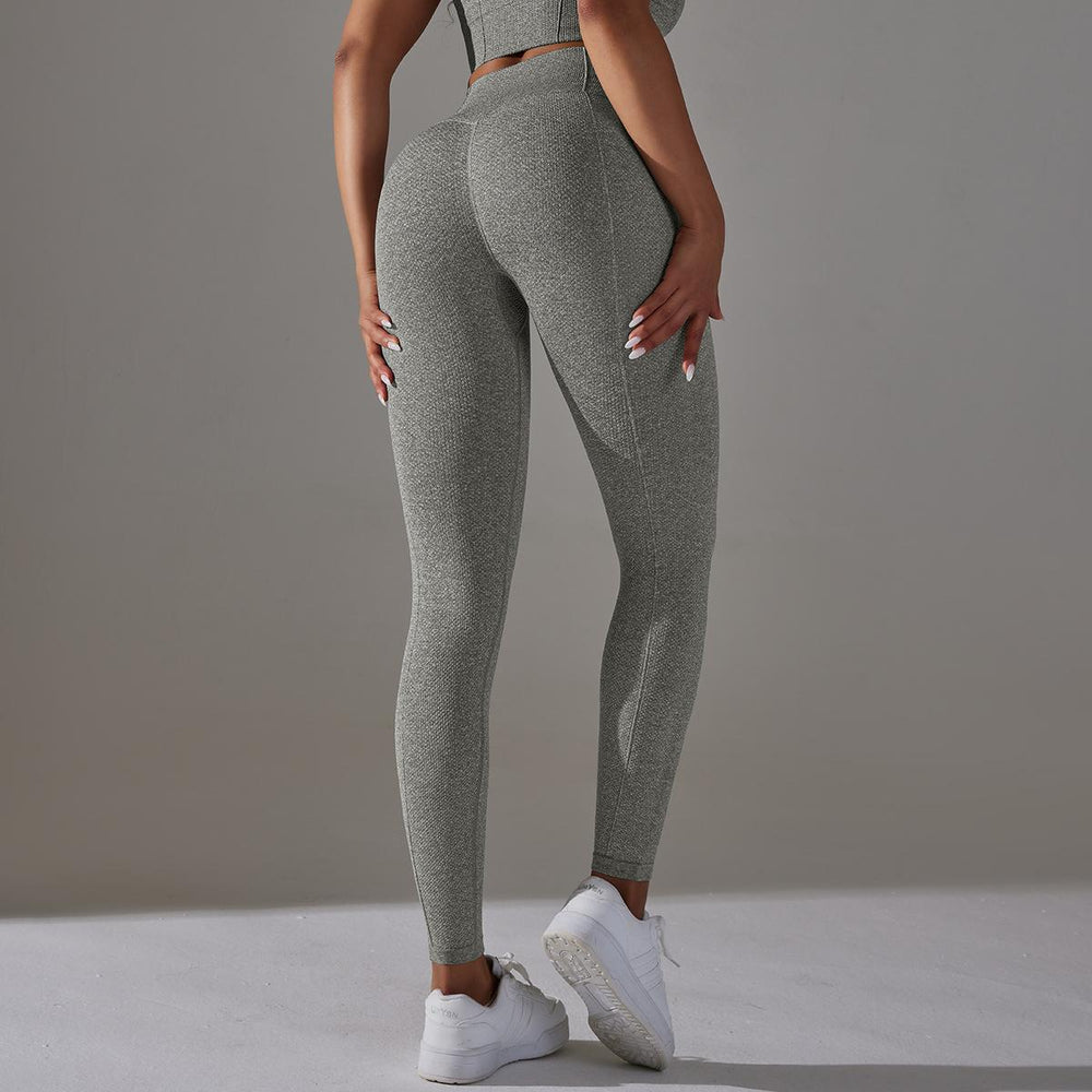 European and american cross-border new seamless five-piece jacquard knit yoga set - high-waisted, butt-lifting leggings, workout outfit