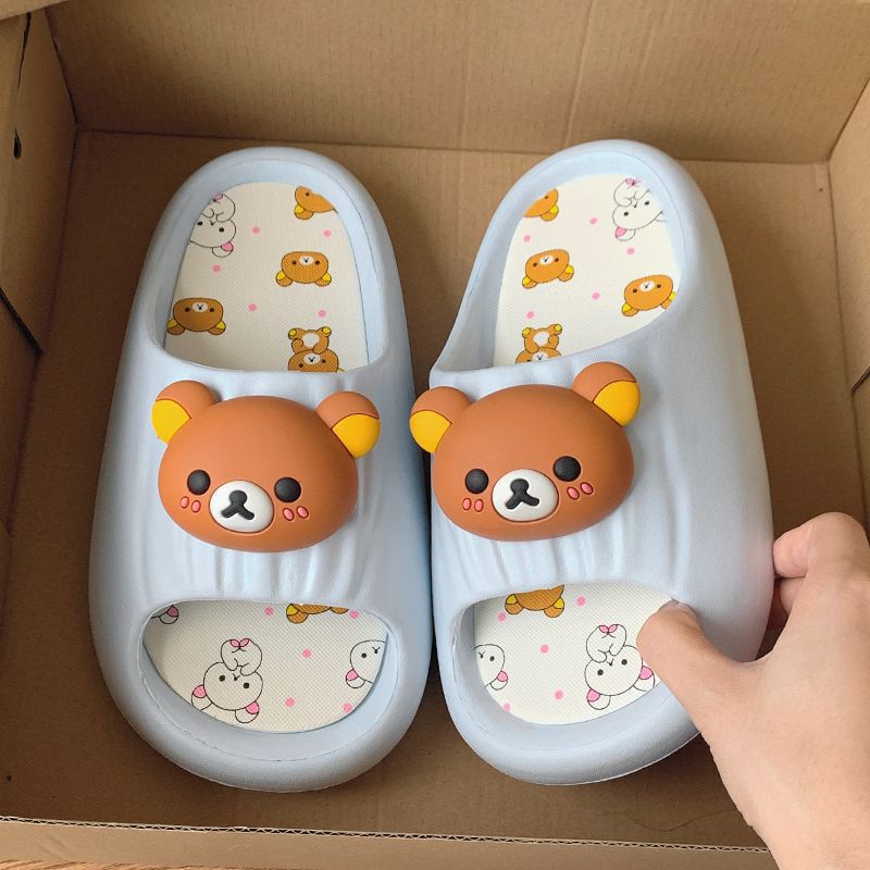 New cartoon rilakkuma slippers for women, summer outdoor design, soft sole, home anti-slip indoor sandals, hot-selling wholesale