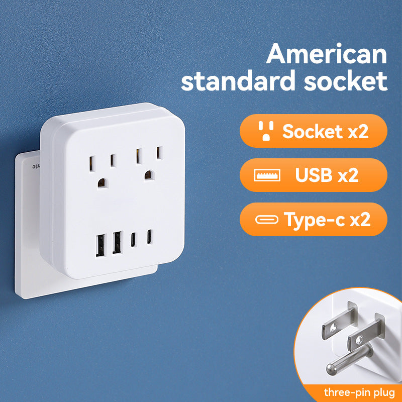 supply of american standard 110v converter socket usb+type-c fast charging strip socket slot expansion multi-hole