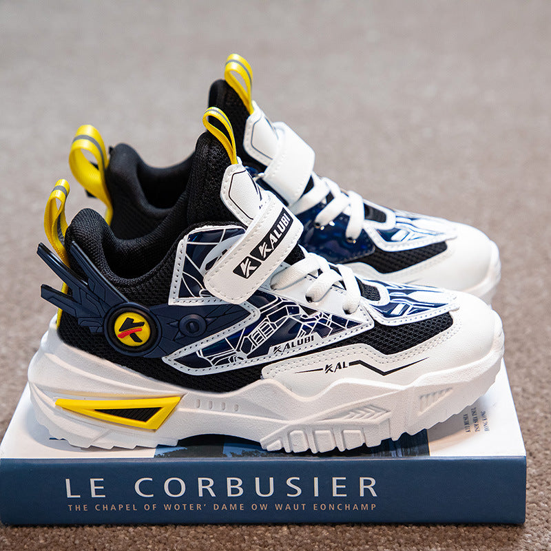 儿童运动鞋春秋休闲网面帅气小男孩软底跑步鞋百搭女童新款魔术贴