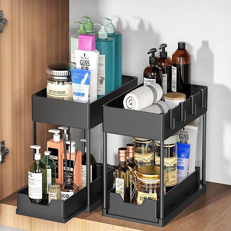 pull-out double-layer shelf kitchen sink disassembly and assembly storage countertop spice rack seasoning storage rack
