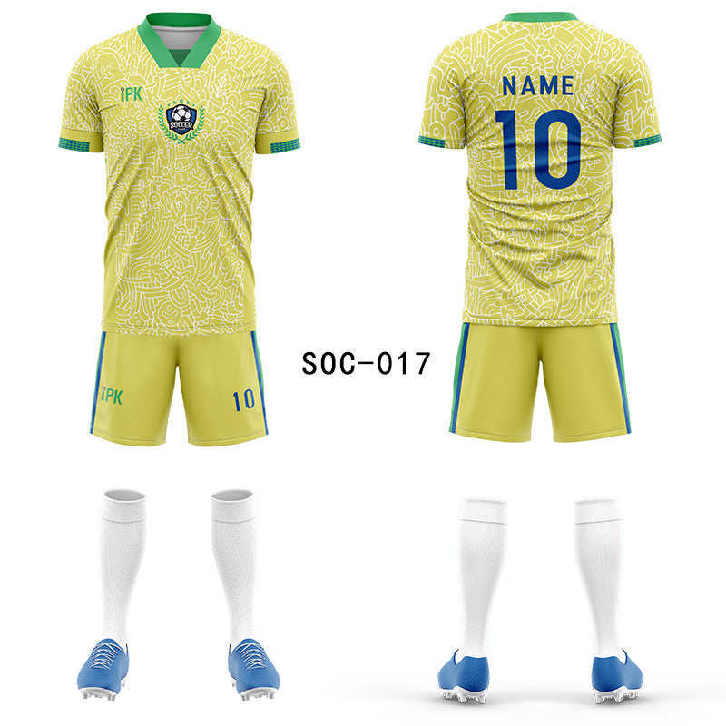 2025 new football jersey set men's football jersey team game jersey short-sleeved sports training jersey customization