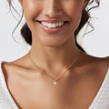 Amazon new copper micro-paved zircon paperclip pendant necklace fashion double ring pin women's clavicle chain