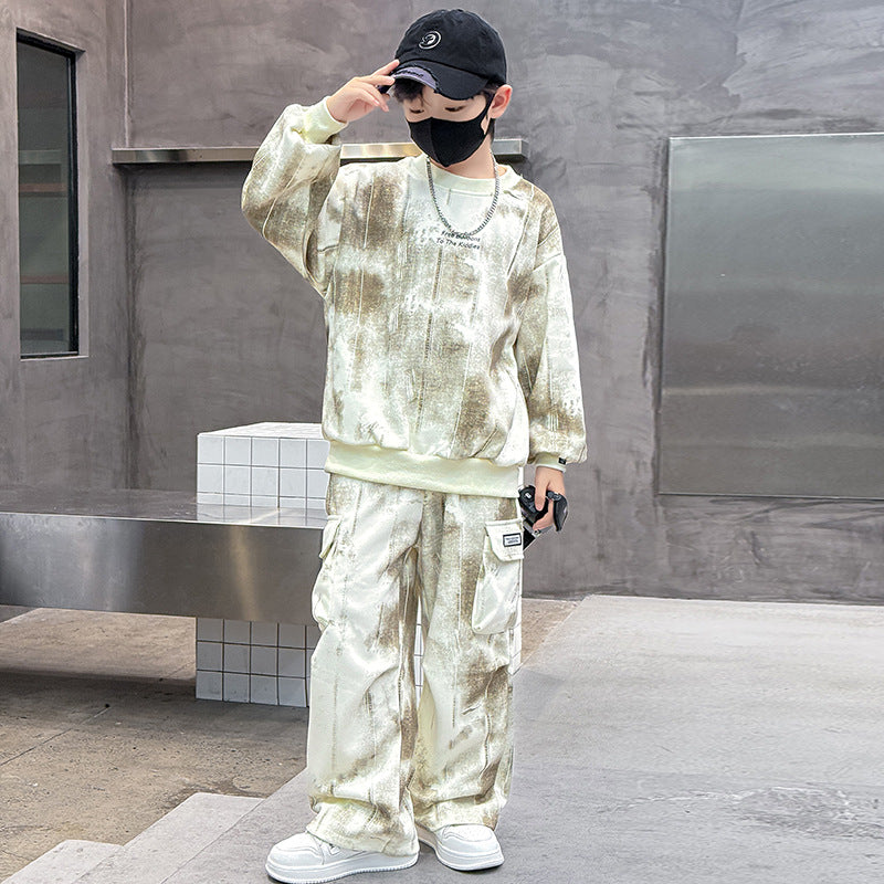 Boys' fall outfit set  new style: stylish tracksuit for older boys, autumn/spring fashionable sweatshirt for kids