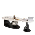 Sintered stone coffee table - italian light luxury living room home decor - oval modern small apartment black and white high-end design coffee table set