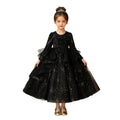 Girls' long-sleeve dark academia tulle dresses - wholesale for cross-border e-commerce, perfect for flower girls, weddings, and piano recitals - in stock & ready to ship ( compatible)
