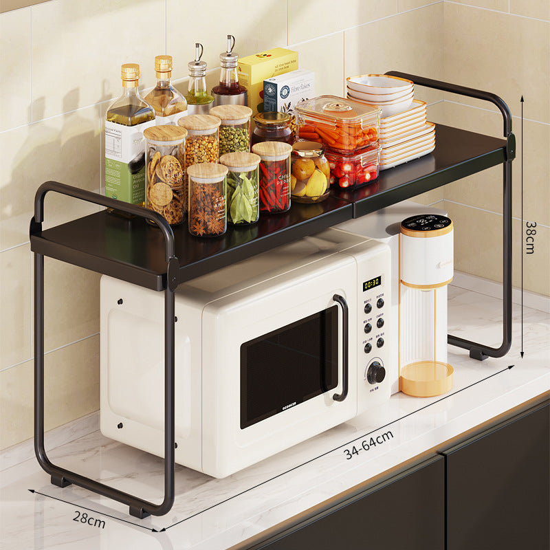 Multi-functional microwave oven rack, kitchen countertop organizer, multi-tier extendable shelf, thickened and sturdy load-bearing support