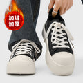 Mickey mouse big head derby shoes for men - autumn chunky sole height increasing casual warm versatile sneakers - unique design fleece-lined leather shoes