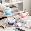 Instagrammable, high-style, creative fairy tear pearl shell ceramic coffee cup and saucer set - premium home drinkware