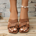 European and american cross-border e-commerce women's  summer square-toe flat sandals, ladies' slides, plus size beach shoes wholesale