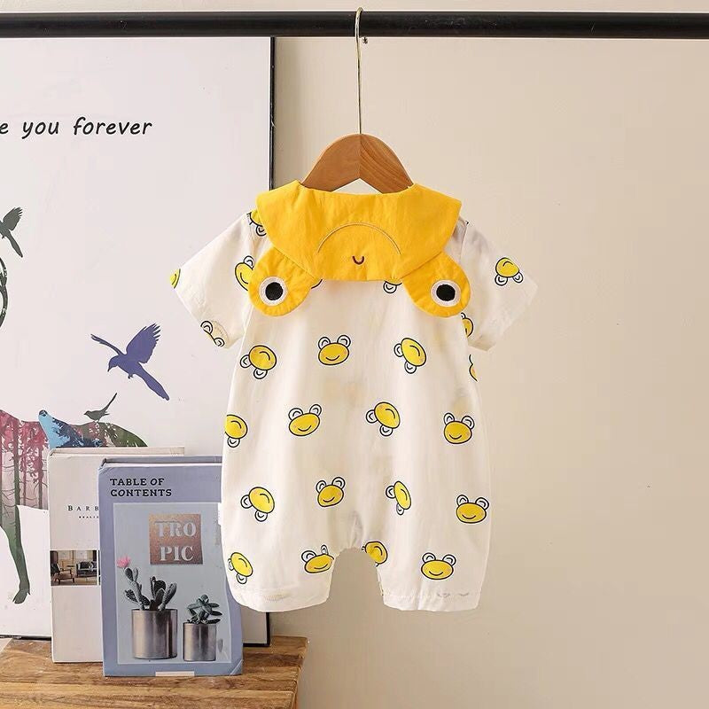 Newborn infant baby summer new arrival super stylish cartoon short-sleeve romper thin style outing jumpsuit trendy