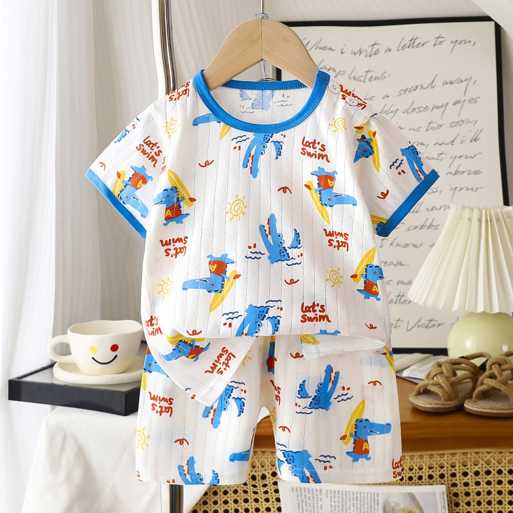 summer new arrivals: kids' short-sleeve and shorts sets - baby boys' and girls' t-shirt and shorts outfits, all-cotton wholesale